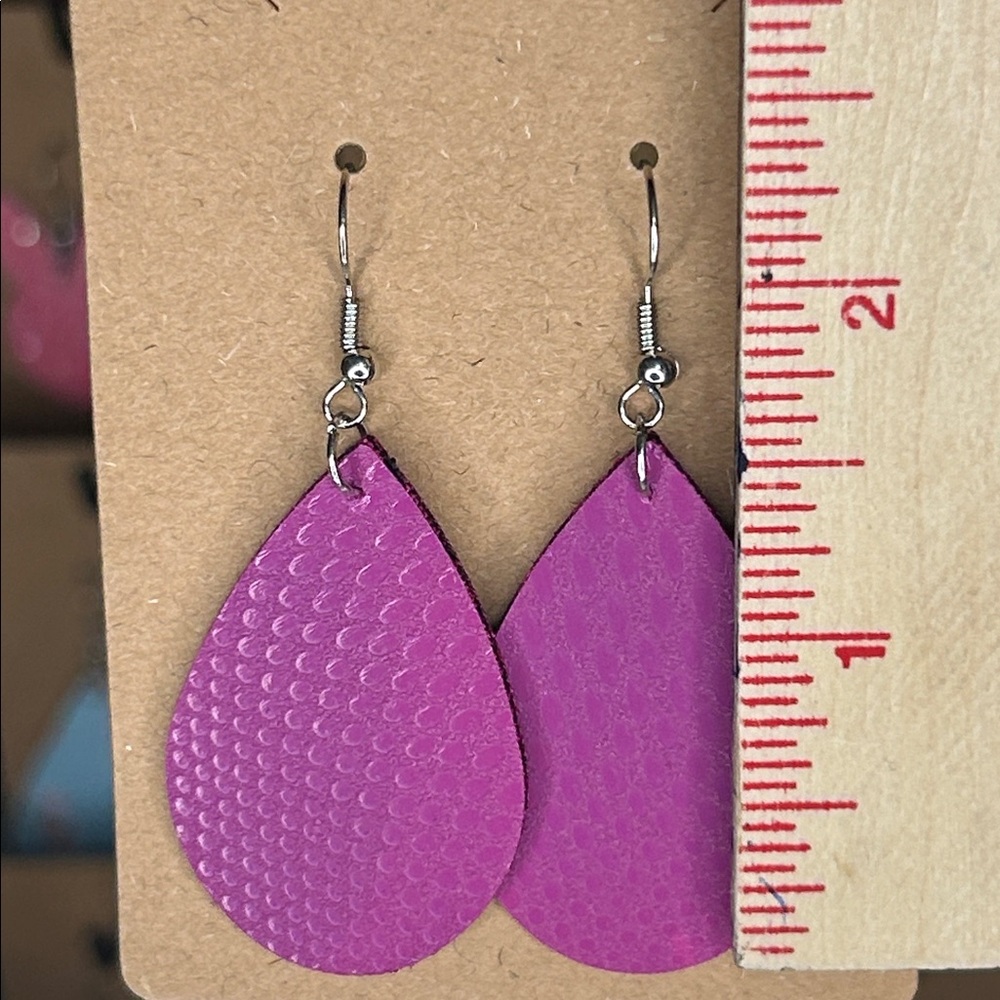 Mini Faux Leather Teardrop Earrings Fashion Jewelry - Picture 2 of 5